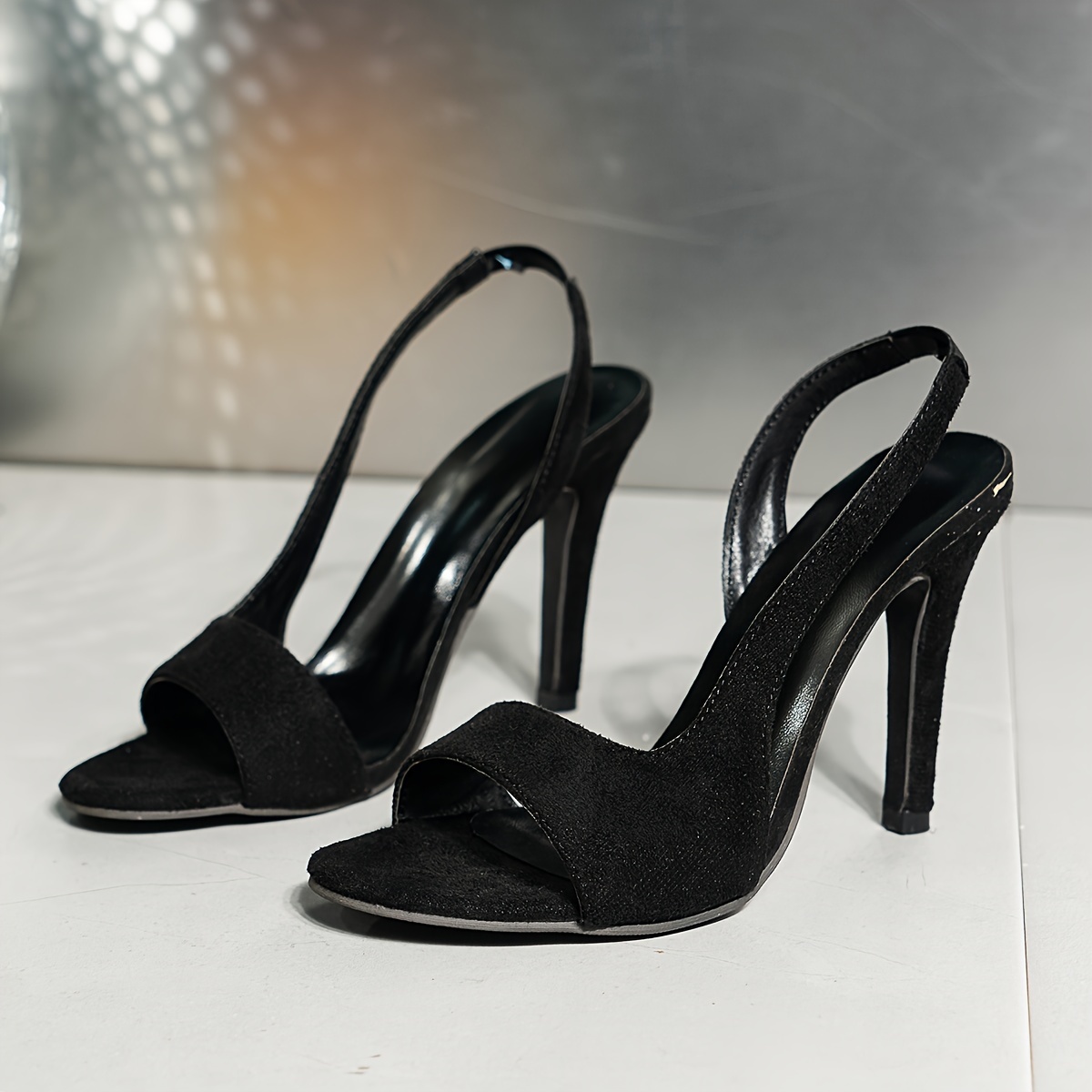 womens solid color stiletto heels fashion open toe dress pumps stylish ankle strap slingback heels details 1