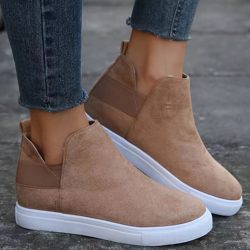 womens solid color trendy sneakers slip on comfy flat elastic ankle strap daily sheos lightweight low top shoes details 1