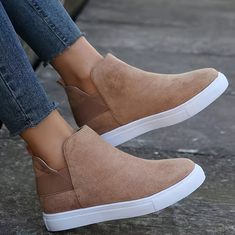 womens solid color trendy sneakers slip on comfy flat elastic ankle strap daily sheos lightweight low top shoes details 3