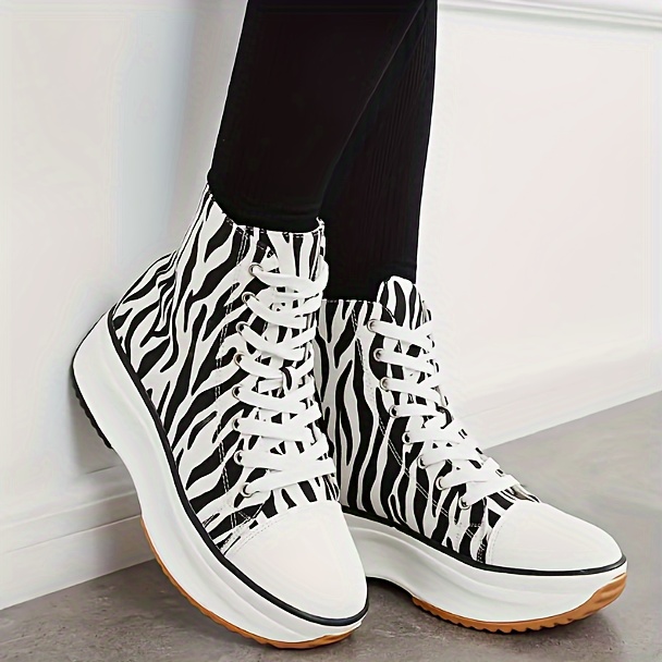 womens solid color casual sneakers lace up soft sole platform skate shoes versatile high top canvas shoes details 10