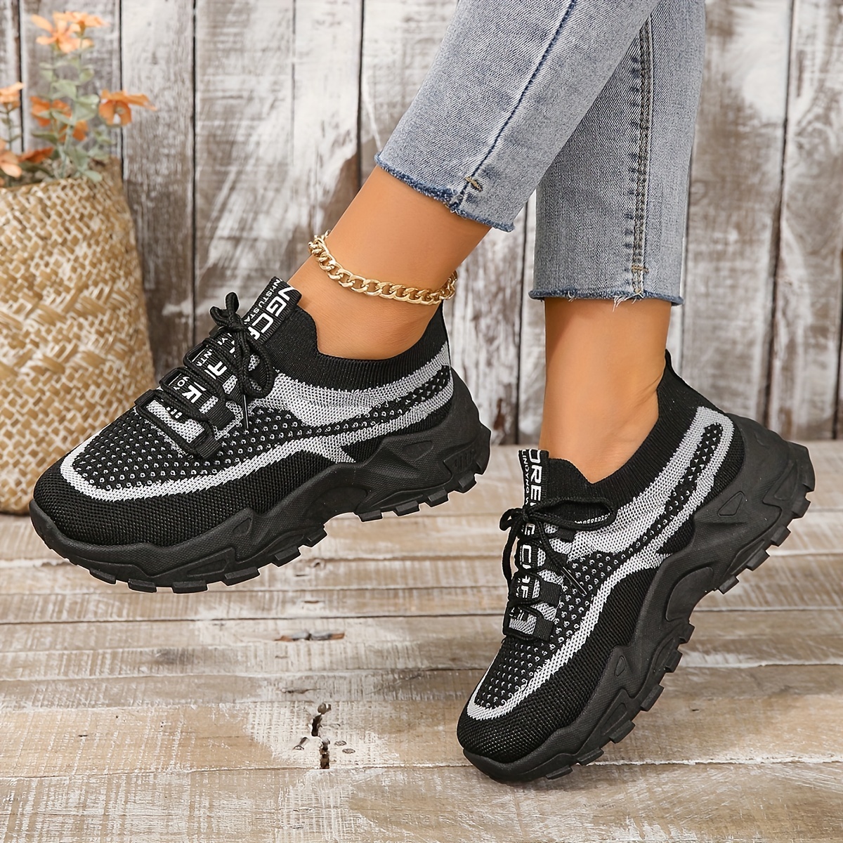 breathable mesh platform sneakers, womens breathable mesh platform sneakers casual lace up outdoor shoes comfortable low top sport shoes details 8