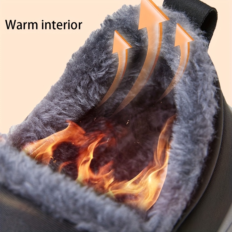 womens solid color fluffy boots slip on thermal lined platform soft sole boots winter plush warm comfy shoes details 6