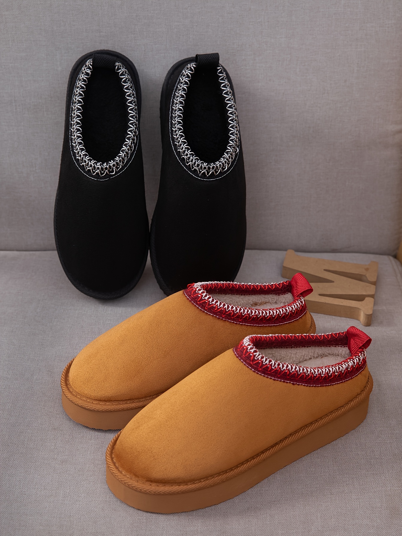 womens plush lined flatform boots thermal soft sole backless snow boots winter warm outdoor ankle boots details 0