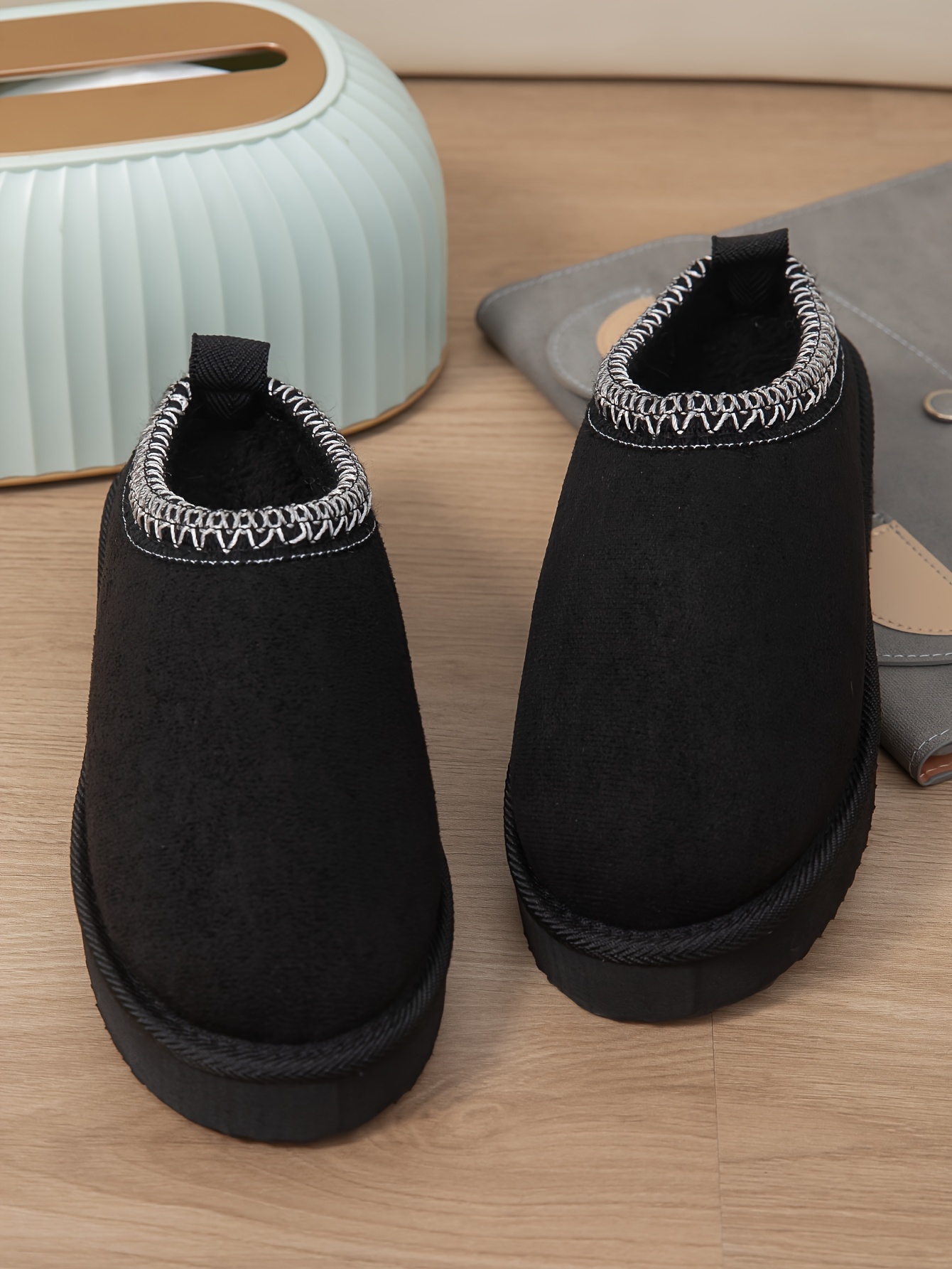 womens plush lined flatform boots thermal soft sole backless snow boots winter warm outdoor ankle boots details 6