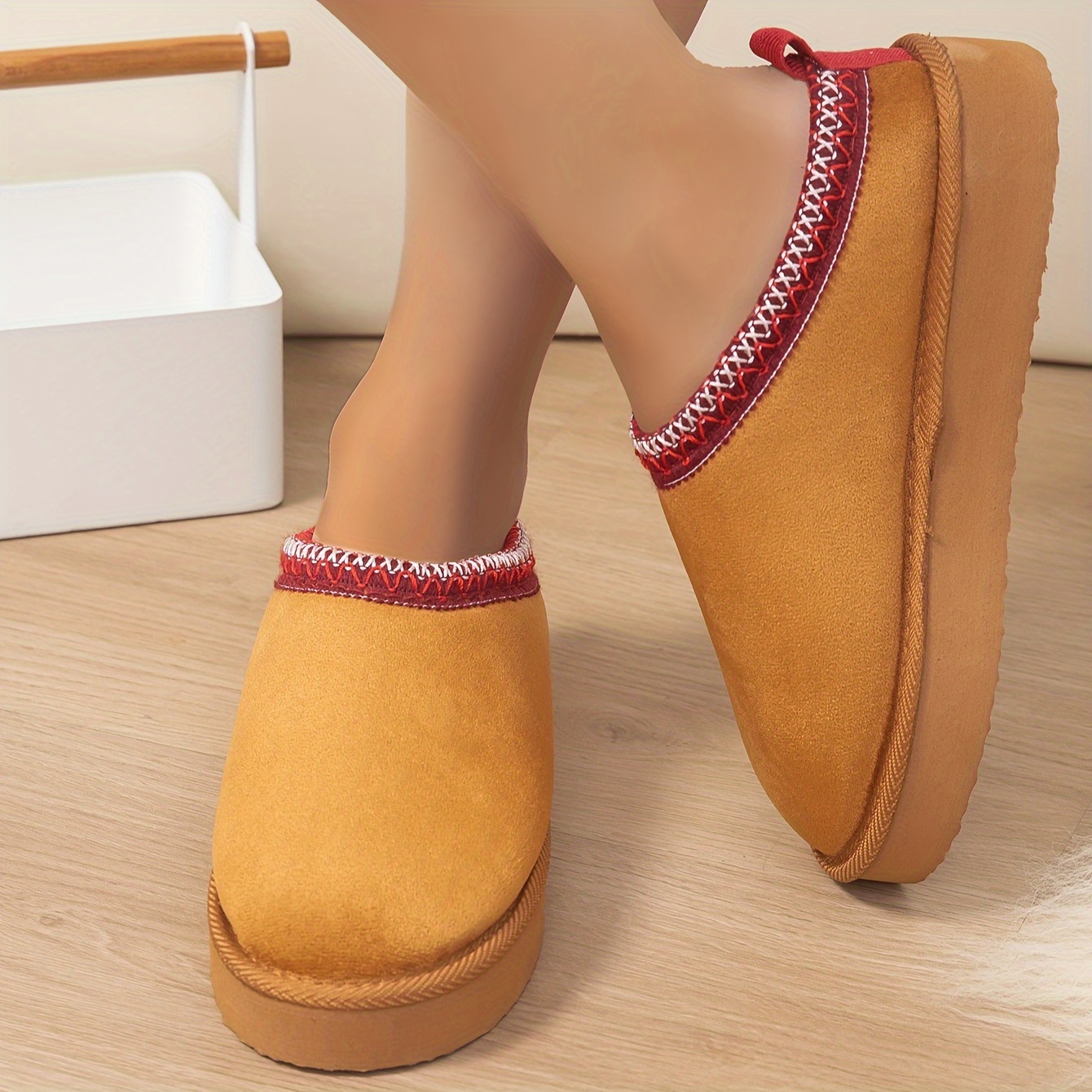 womens plush lined flatform boots thermal soft sole backless snow boots winter warm outdoor ankle boots details 8