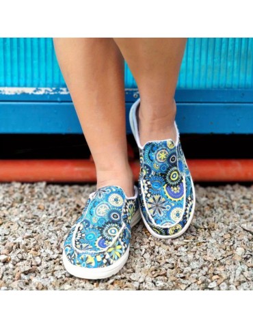 Women's Floral Print Canvas Shoes, Slip-on Round Toe Lightweight Casual Shoes, Women's Comfy Walking Flat Shoes