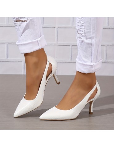 Women's Pointed Toe High Heels, Solid Color Cut-out Slip On Stiletto Heels, Versatile Dressy Pumps