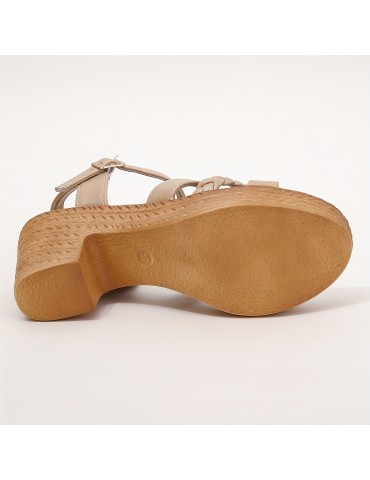 Women's Braided Chunky Heel Sandals, Casual Buckle Strap Summer Shoes, Fashion Dress Pumps