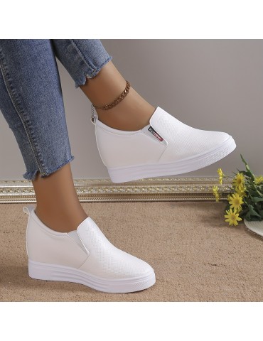 Women's Wedge Shoes, Height Increasing Slip On Nurse Shoes, Casual Low Top Shoes