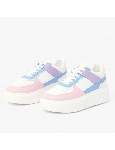 Color Block Lace-up Front Flatform Skate Shoes