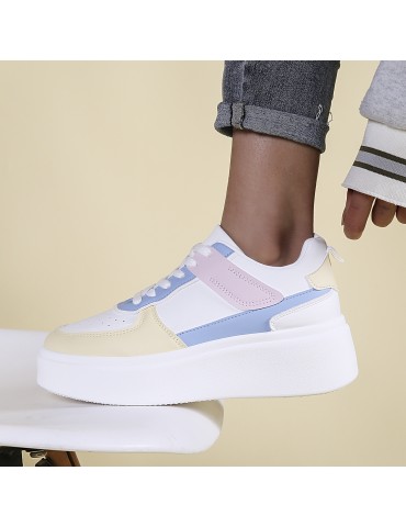 Color Block Lace-up Front Flatform Skate Shoes