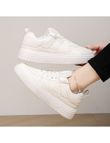 Women's Stylish Flat Sneakers, Casual Alce Up Outdoor Shoes, Women's Comfortable Low Top Shoes