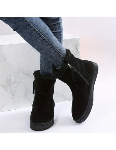 Women's Solid Color Short Boots, Casual Side Zipper Plush Lined Boots, Women's Comfortable Boots