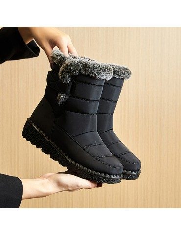 Women's Waterproof Snow Boots, Solid Color Plush Lined Short Boots, Winter Keep Warm Outdoor Boots