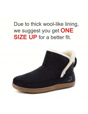 Women's Fleece Liner Fuzzy Indoor Outdoor Slippers, Cute Slip On Solid Comfort Warm Women's Shoes