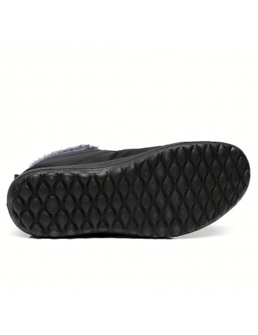 Women's Solid Color Snow Boots, Casual Slip On Plush Lined Short Boots, Comfortable Ankle Booties