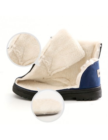 Women's Round Toe Lace Up Boots, Warm Faux Fur Lined Ankle Boots, Women's Footwear