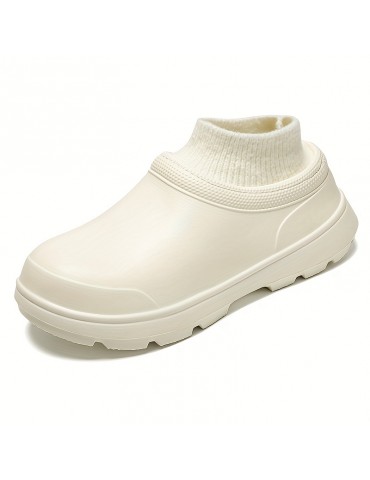 Women's Plush Chef Work Shoes, Waterproof Slip On Anti-slip Garden Shoes, Comfortable Work Ankle Boots