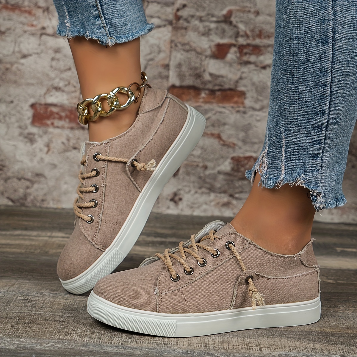 womens solid color sneakers casual lace up outdoor shoes womens comfortable low top shoes details 2