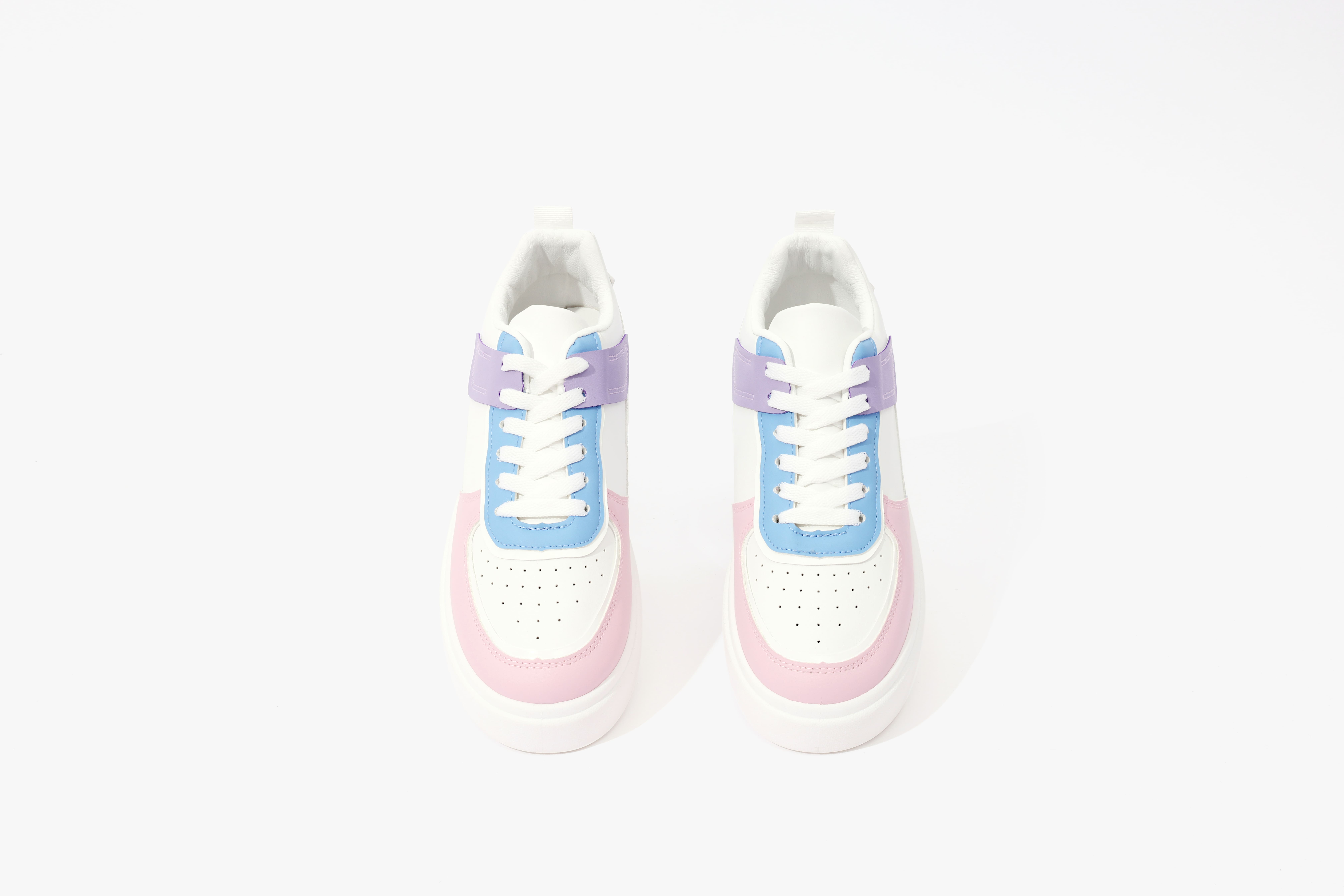 color block lace up front flatform skate shoes details 6